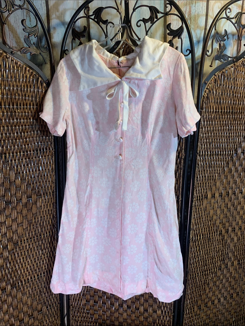 Vintage Pink Floral Dress with Flowers